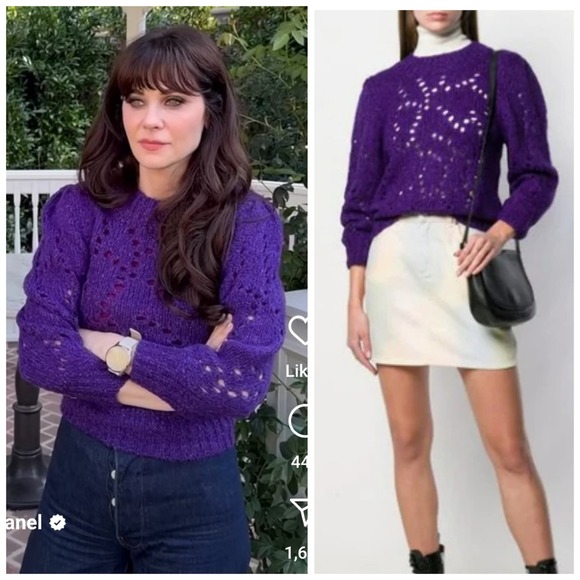 Isabel Marant Sweaters - Isabel Marant Sineady Pointelle Sweater Crewneck Pullover Purple 40 Large Knit